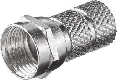 Konektor F me vidhë Goobay, diametër kablloje 6.5 mm, metalik, argjendtë