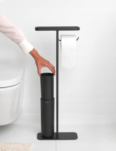 Set banjoje Brabantia Mindset Toilet Butler, mbajtëse letër tualeti, furçë tualeti, çelik inox, i bardhë