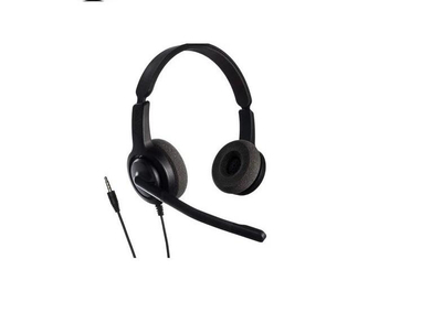 Kufje me mikrofon Axtel Voice PC28 Duo NC, për call center, jack 3.5mm, të zeza