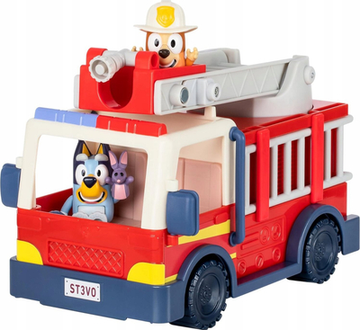 Lojë me figura Bluey Bingo Fire Truck, kamion zjarri lodër, shumëngjyrësh