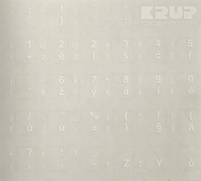 Ngjitëse tastiere Logo, çekisht sllovakisht, transparente, të bardha