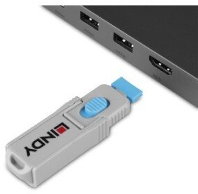 Bllokues i portit HDMI Lindy, pako me 4 bllokues dhe çelës, i kaltër