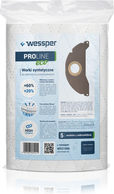 Qese pluhuri sintetike Wessper K13 për Karcher MV 2 A 2054 A 2004 WD 2.200, set 5 copë, bezhë