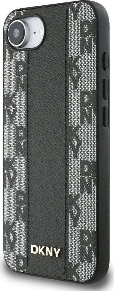 Mbështjellës telefoni DKNY Leather Checkered Mono Pattern, për iPhone 16e, MagSafe, i zi