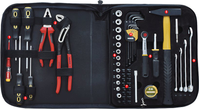 Set veglash dore Proxxon Universal Tool Bag, 65 copë, me çantë tekstili, i zi