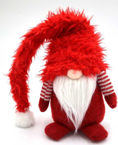 Figurë dekorative Saska Christmas Small Gnome With Fur Cap, 64.5cm, për Krishtlindje, e kuqe