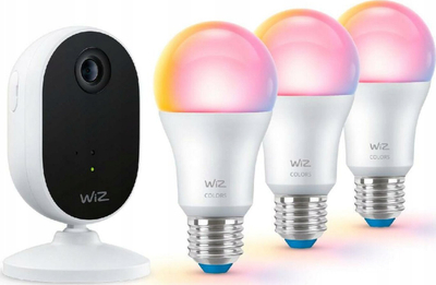 Set kamerë sigurie dhe llampa WiZ Indoor Starter Kit, Wi‑Fi, 3x E27, e bardhë