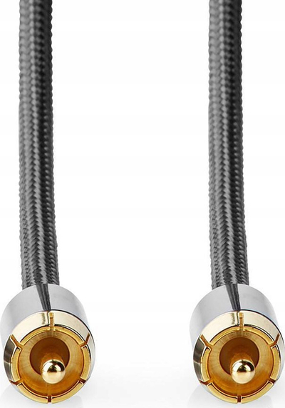 Kabllo subwoofer Nedis Profigold Fabritallic, 5 m, RCA mashkull-mashkull, gri metalike