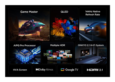 Телевизор TCL 85P89K, 85\", QLED 4K, Google TV, црн
