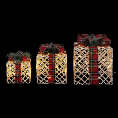 Set dekorimesh Krishtlindjesh me LED, 3 copë, dritë e ngrohtë