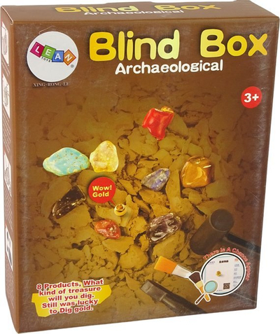 Set arkeologjik për kalamaj LeanToys Blind Box, 8 gurë minerali, për mbi 3 vjeç, shumëngjyrësh