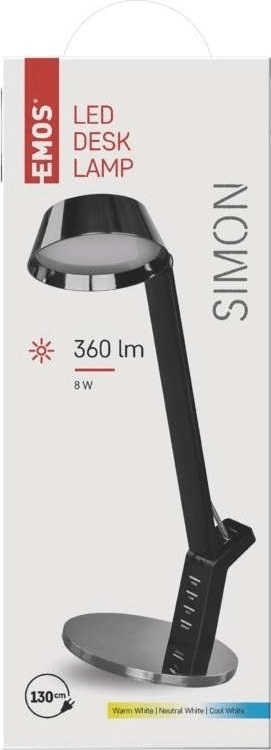 Lampë tavoline EMOS SIMON, LED, krah i lëvizshëm, e zezë