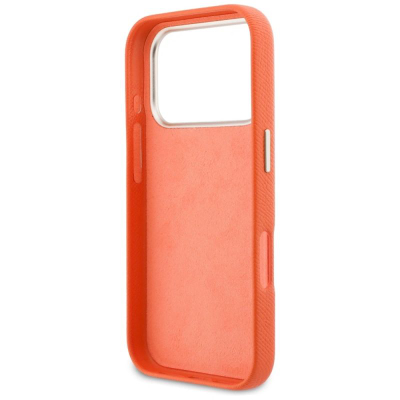 Kapak telefoni Guess Hardcase Resin Logo për iPhone 17 Pro Max, mbrojtës, portokalli