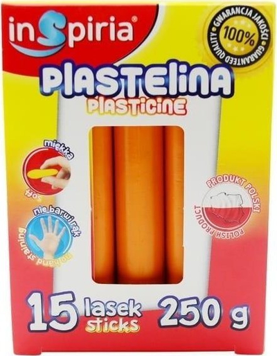 Plastelinë Inspiria 9882, 15 shufra, 250g, portokalli