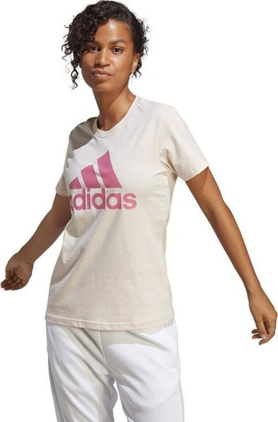 Спортска блуза адидас Big Logo Tee W IB9455, за жени, со кратки ракави, беж