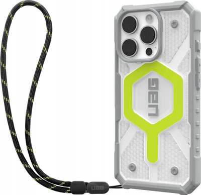 Set mbrojtës UAG Pathfinder MagSafe për iPhone 16 Pro, me litar dore, neon i verdhë transparent
