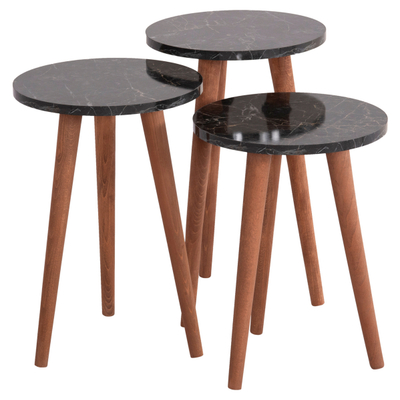 Set Vital tavolinë kafe + 3 tavolina anësore (HM18180.02), zezë