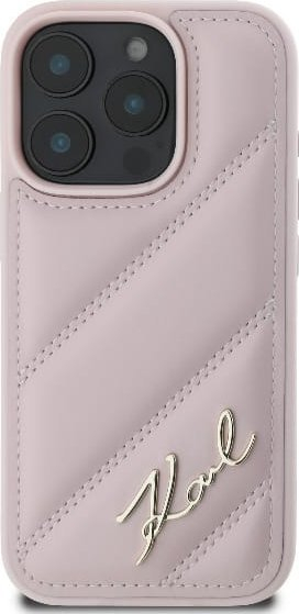 Maskë telefoni Karl Lagerfeld Quilted Signature për iPhone 16 Pro 6.3", rozë