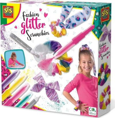 Креативен сет SES Creative Fashion Glitter Scrunchies, за аксесоари за коса, 5 години+
