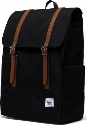 Çantë shpine Herschel Survey me vend për laptop 15", material EcoSystem, e zezë me jeshile