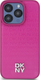 Kapak telefoni DKNY PU Leather Repeat Pattern Stack Logo MagSafe për iPhone 15 Pro, mbrojtës, rozë