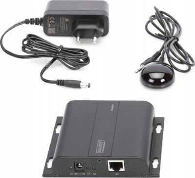 Extender HDMI Digitus 4K mbi CAT IP, njësi marrëse, deri 4K 30Hz, i zi