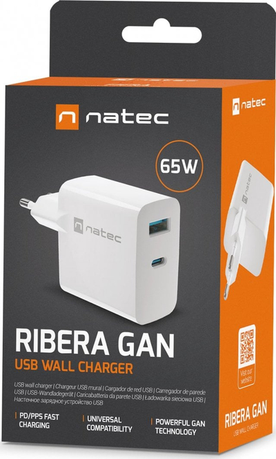 Karikues Natec Ribera 1x USB-A 1x USB-C 3.25 A (NUC-2144)