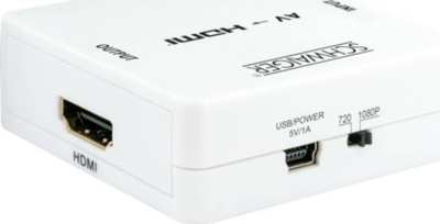 Konvertues videosh Schwaiger HDMRCA01 513, AV në HDMI, rregullues sinjali, i bardhë