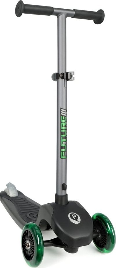 Trotinet Qplay Future Eco, me drita LED, 3 rrota, jeshil