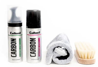 Set për përkujdesje ndaj këpucëve Collonil Carbon, shkumë pastrimi 50 ml + sprej mbrojtës 50 ml + dorezë pastrimi + furçë
