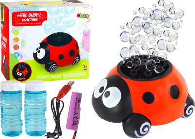 Makina flluska sapuni Lean Beetle Bubble Machine, automatike, me bateri USB, e kuqe e zezë