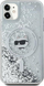Kapak telefoni Karl Lagerfeld Liquid Glitter Choupette Head, për iPhone 11 XR 6.1", transparent
