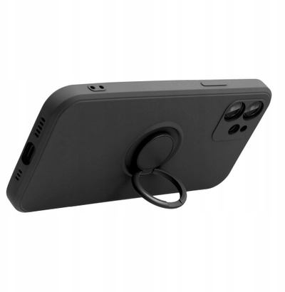 Këllëf telefoni Forcell Silicone Ring për Xiaomi Redmi 14C, silikon, me unazë mbajtëse, i zi