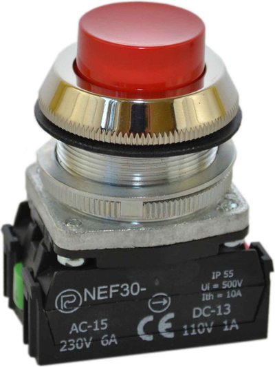 Копче за контрола Promet W0 NEF30 W XY C, 30mm, самовраќачко, 1NO 1NC, црвено