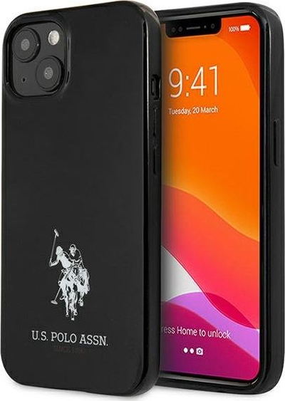 Mbulesë telefoni U.S. Polo Assn Horses për iPhone 13 6.1\", hardcase TPU, e zezë