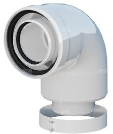Përshtatës këndor oxhaku Onnline DN60/100, për kaldaja Ariston Vaillant Beretta, i bardhë