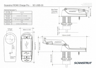 Karikues marin USB Scanstrut ROKK Charge Pro, 60W, IPX6, i zi