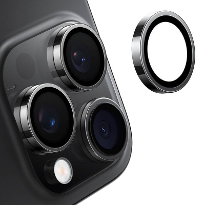 Xham mbrojtës kamere 3MK Lensguard për iPhone 16 Pro Max, ultra i hollë, transparencë e lartë, i zi