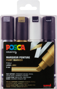 Set markerësh UNI Posca PC-8K, 4 copa, majë shpatore, shumëngjyrësh