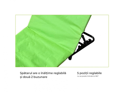 Shtrat plazhi palosës Heinner, 141x45x51 cm, çelik dhe tekstil, jeshile lime