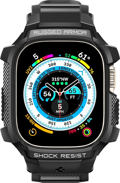 Këse edhe rrip për orë Spigen Rugged Armor Pro, Apple Watch Ultra 49mm, e zezë