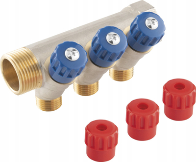 Kolektor sanitar Ferro RDW250400, 1" x 1/2", 4 dalje, bronz