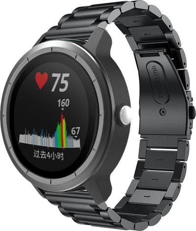 Rrip çeliku për orë Garmin Vivoactive 3, inox, i rregullueshëm, i zi