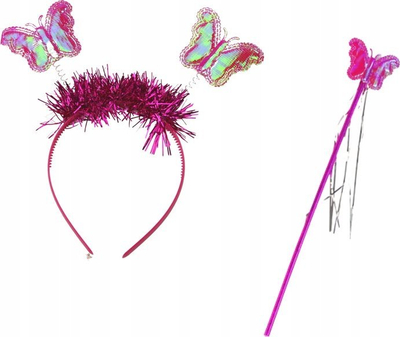 Kostum zanë me krahë fluture Fairy, set 4 pjesë, për kalamaj, rozë