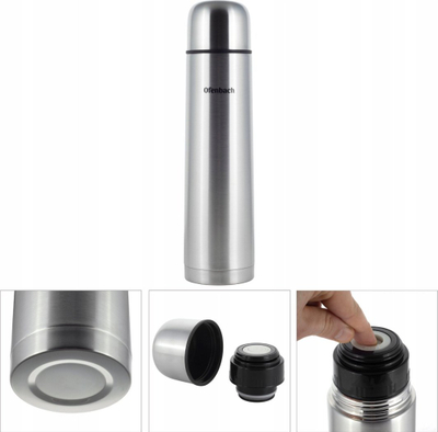 Termos Ofenbach 1.0L, çelik inox, izolim me vakum, argjendtë