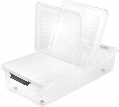 Kuti poshtë shtratit Keeeper Leo, 33L, me rrota, transparente