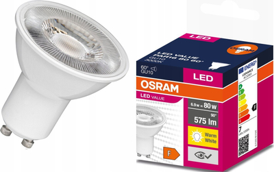 Llampë LED Ledvance GU10 VALUE PAR16 80 60, 6.9W, 3000K, e bardhë e ngrohtë