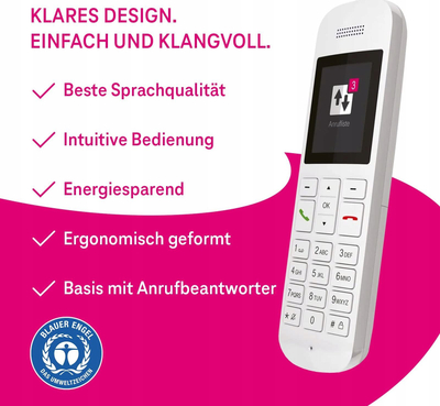 Telefon fiks Telekom Sinus A12, Analog DECT, ekran 2", i bardhë