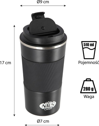 Gotë izotermike NILS NCC09, 510 ml, çelik inox, gri