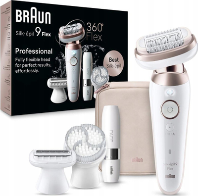 Epilator Braun Silk-épil 9 9360 Flex, kokë që lëviz, për këmbë, trup dhe sqetulla